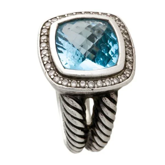 DAVID YURMAN STERLING SILVER DIAMOND & TOPAZ ALBION COCKTAIL RING - Picture 3 of 6